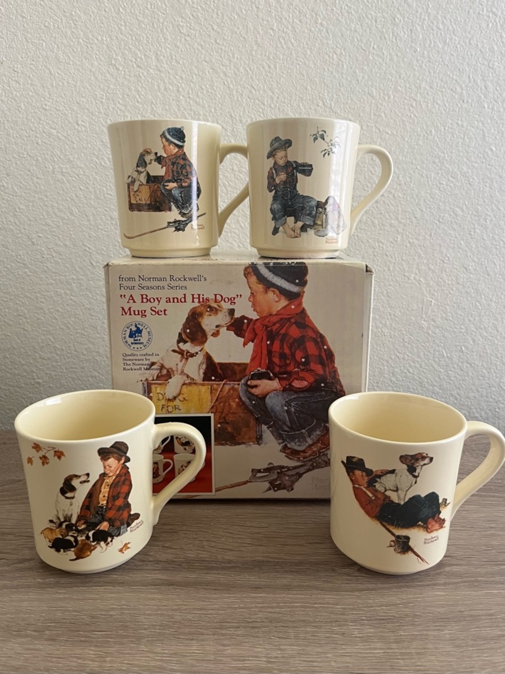 Vintage Norman Rockwell Museum “A Boy and His Dog” 1984 Collectible Mug Set